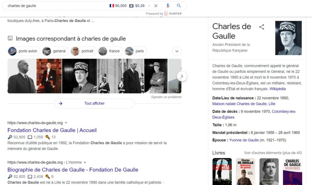 Serp avec Knowledge Graph 