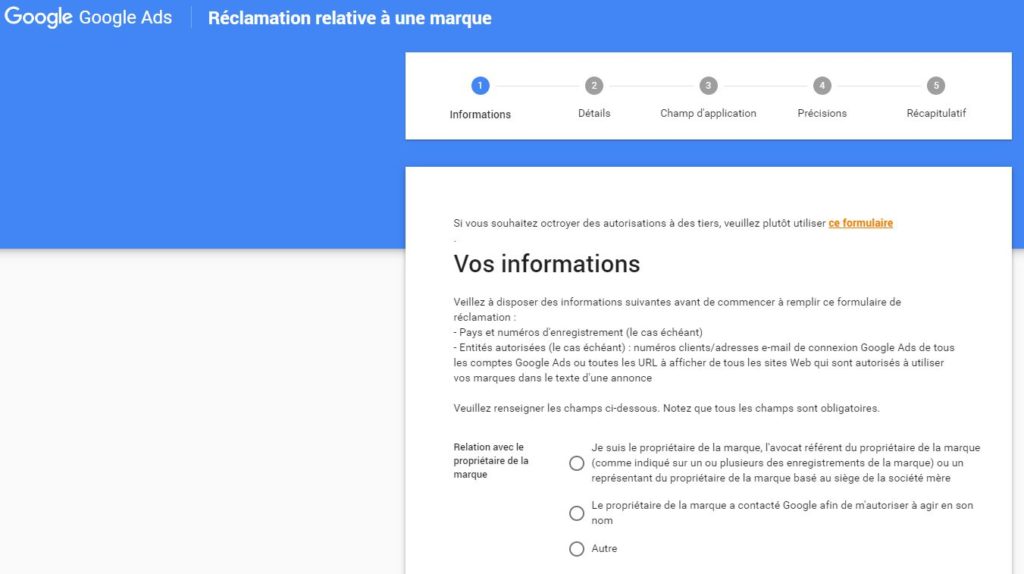 Réclamation Google