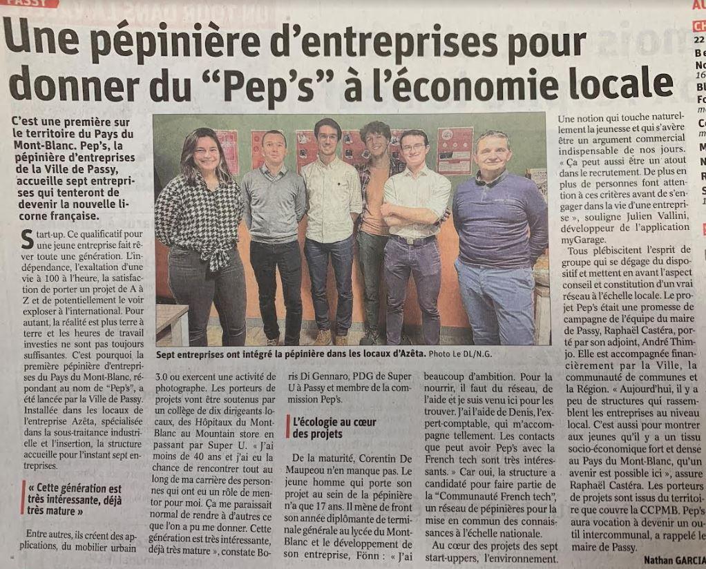 Article pépinière entreprise Passy coworking