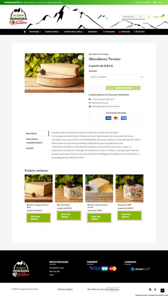 Fiche produit fromagerie 