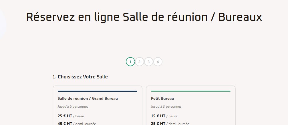 Module de réservation en ligne des salles de réunion et bureaux de PEP'S Mont Blanc