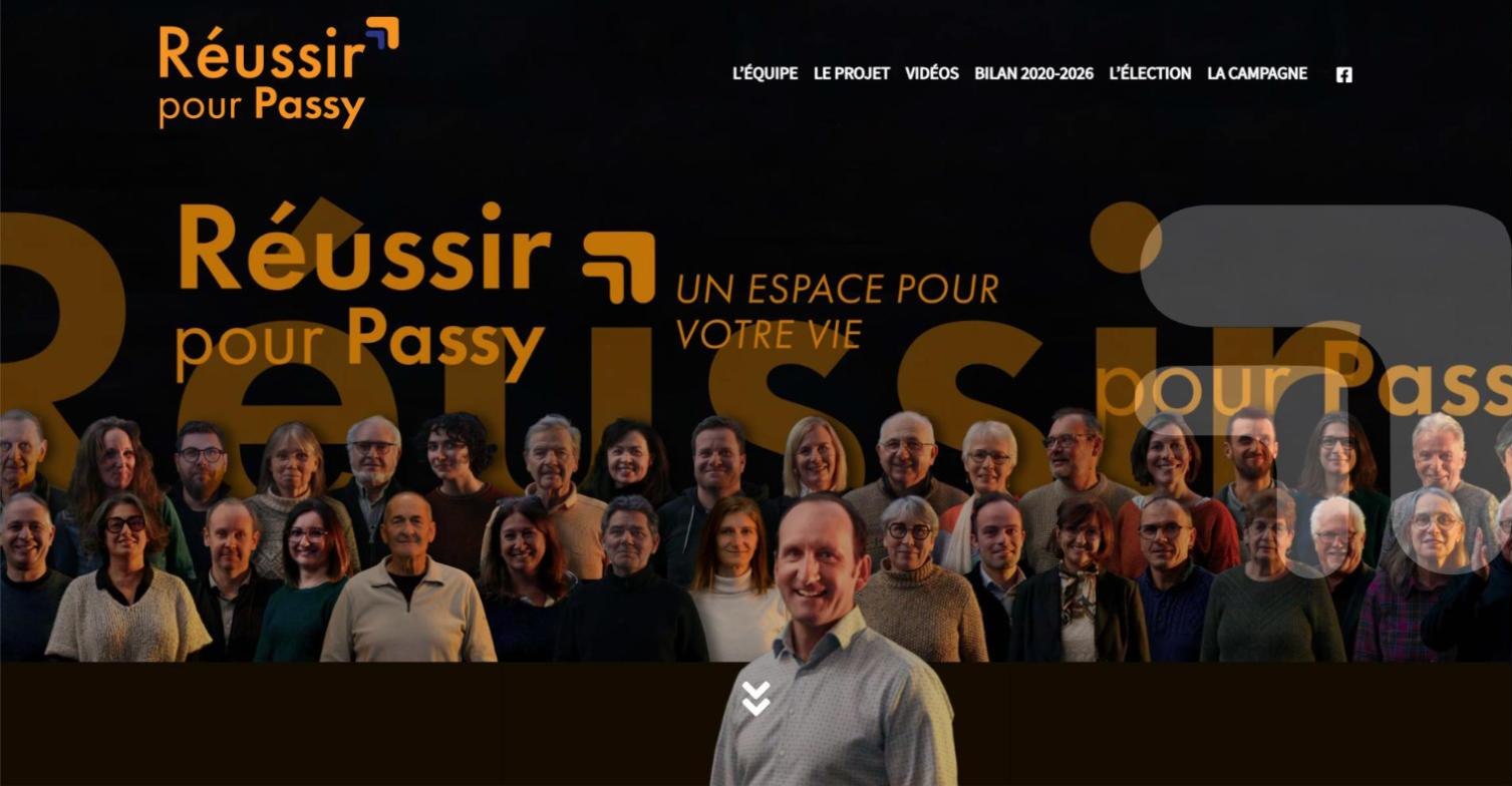 Page d'accueil du site de campagne Réussir pour Passy de Raphaël Castéra, municipales 2026